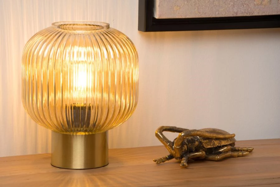 Lucide MALOTO - Lampe de table - Ø 20 cm - 1xE27 - Ambre - ambiance 1